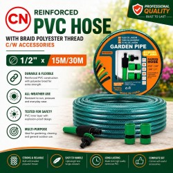 CN Reinforced PVC Hose With Braided Polyester Thread C/W Accessories 1/2" x 15M/30M