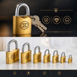 Tri-Circle Standard Brass Padlock C/W 3 Keys - 20MM~63MM Tri-Circle Standard Brass Padlock C/W 3 Keys - 20MM~63MM
