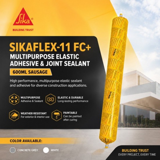 Sika Sikaflex-11 FC+ Multipurpose Elastic Adhesive & Joint Sealant 600ML Sausage - Concrete Grey/ White Sika Sikaflex-11 FC+ Multipurpose Elastic Adhesive & Joint Sealant 600ML Sausage - Concrete Grey/ White