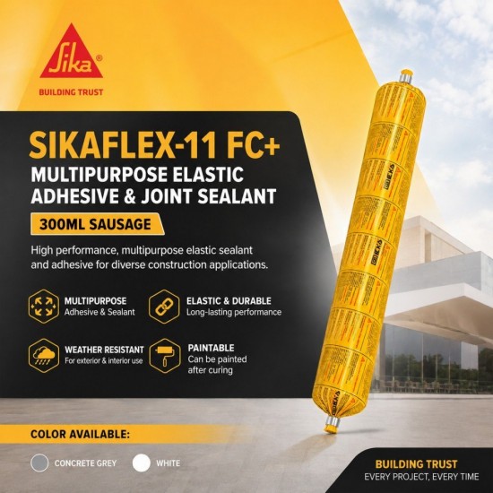 Sika Sikaflex-11 FC+ Multipurpose Elastic Adhesive & Joint Sealant 300ML Sausage - Concrete Grey/ White Sika Sikaflex-11 FC+ Multipurpose Elastic Adhesive & Joint Sealant 300ML Sausage - Concrete Grey/ White