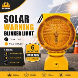 Selamat #HA-WL-D2 Solar Warning Blinker Traffic LED Light 7" (D) x 11" (H) - Color Amber 
