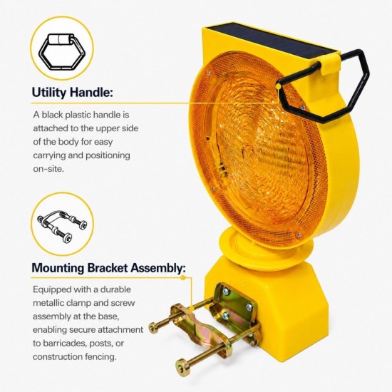 Selamat #HA-WL-D2 Solar Warning Blinker Traffic LED Light 7" (D) x 11" (H) - Color Amber Selamat #HA-WL-D2 Solar Warning Blinker Traffic LED Light 7" (D) x 11" (H) - Color Amber