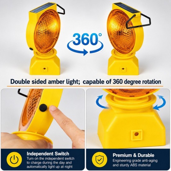 Selamat #HA-WL-D2 Solar Warning Blinker Traffic LED Light 7" (D) x 11" (H) - Color Amber Selamat #HA-WL-D2 Solar Warning Blinker Traffic LED Light 7" (D) x 11" (H) - Color Amber