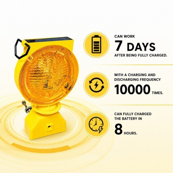 Selamat #HA-WL-D2 Solar Warning Blinker Traffic LED Light 7" (D) x 11" (H) - Color Amber Selamat #HA-WL-D2 Solar Warning Blinker Traffic LED Light 7" (D) x 11" (H) - Color Amber