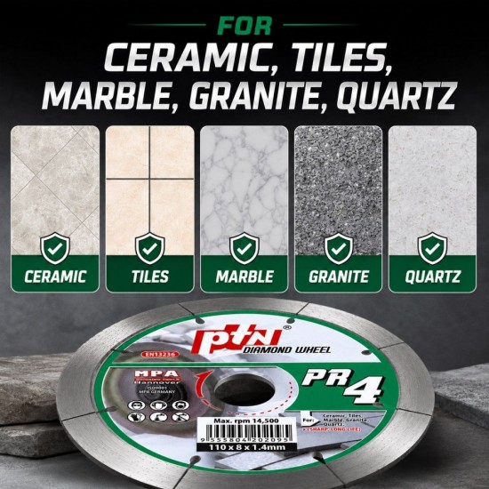 PTN #PR4 Diamond Wheel Disc 4" 110MM (D) x 8MM (BD) x 1.4MM (T)