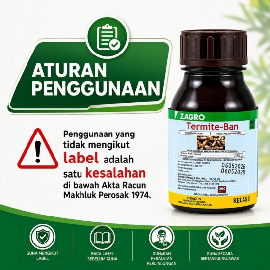 250ML Termite-Ban Racun Anai-Anai (Kelas II) 250ML Termite-Ban Racun Anai-Anai (Kelas II)