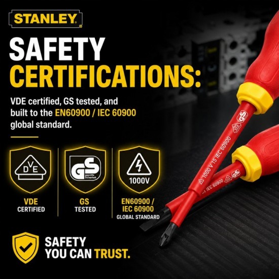 Stanley 65-980 1000V VDE Insulated Screwdriver Set Stanley 65-980 1000V VDE Insulated Screwdriver Set
