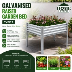 Home Store Type 7 Galvanised Raised Garden Bed With Leg 1200MM (L) x 900MM (W) x 800MM (H) - Rectangular