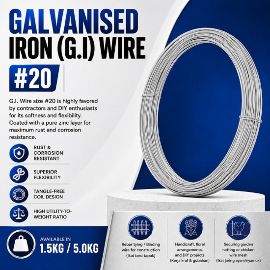 Galvanised Iron (G.I) Tying Wire #20 - 1.5KG/5.0KG