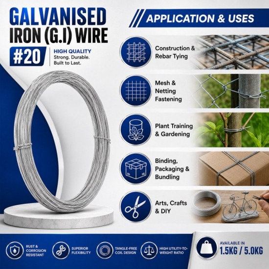 Galvanised Iron (G.I) Tying Wire #20 - 1.5KG/5.0KG