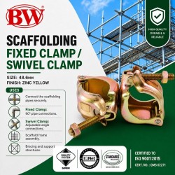BW SFD Scaffolding Fixed Clamp / Swivel Clamp 48.6MM - Zinc Yellow
