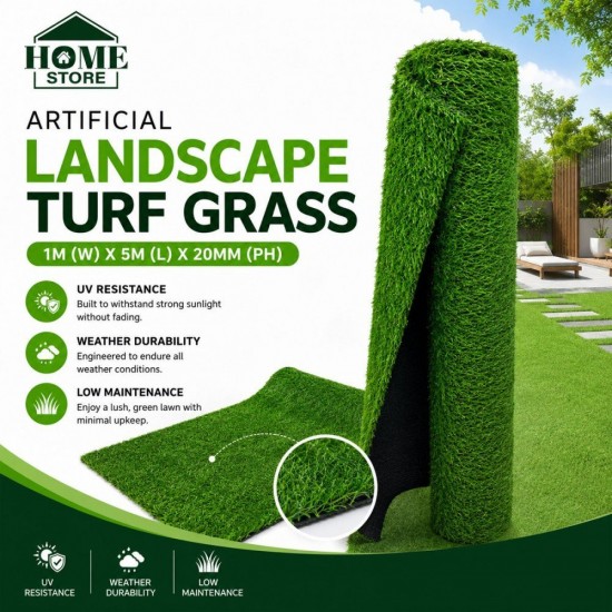 Home Store Artificial Landscape Turf Grass 20MM (PH) x 1M (W) x 5M (L)