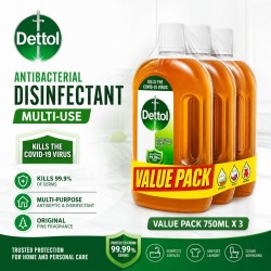 Dettol Antibacterial Disinfectant Multiuse 750ML x 3 - Value Pack