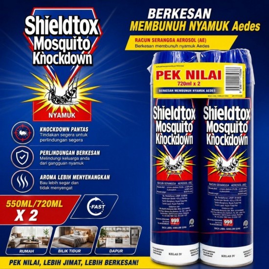 Shieldtox Mosquito Knockdown 550ML/720ML X 2 (TWIN PACK) Shieldtox Mosquito Knockdown 550ML/720ML X 2 (TWIN PACK)