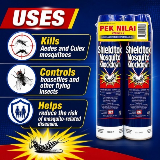 Shieldtox Mosquito Knockdown 550ML/720ML X 2 (TWIN PACK) Shieldtox Mosquito Knockdown 550ML/720ML X 2 (TWIN PACK)