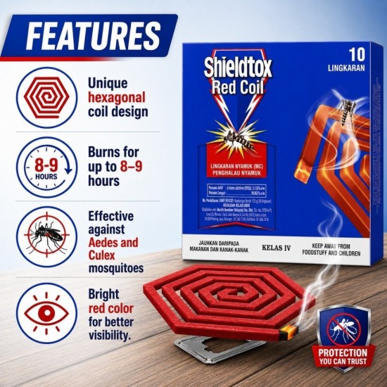 Shieldtox Mosquito Red Coils Hexagon Lingkaran Nyamuk 10 Coils