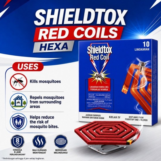 Shieldtox Mosquito Red Coils Hexagon Lingkaran Nyamuk 10 Coils