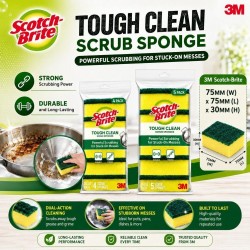 3M Scotch-Brite Tough Clean Scrub Sponge (4PACK / 5PACK) 75MM (W) x 75MM (L) x 30MM (H)