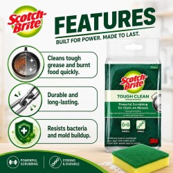 3M Scotch-Brite Tough Clean Scrub Sponge 75MM (W) x 75MM (L) x 30MM (H) - (1 PACK)