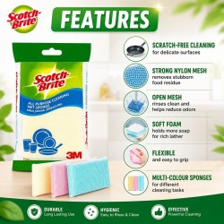 3M Scotch-Brite All Purpose Net Sponge 125MM (W) x 70MM (L) x 20 MM (H) - (Value Pack 3)