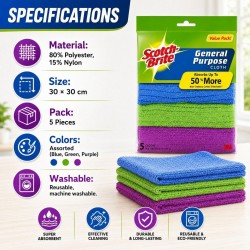 3M Scotch-Brite General Purpose Microfiber Cloth - (5 Pieces)