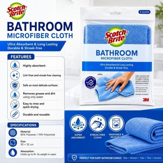 3M Scotch-Brite Bathroom Microfiber Cloth - (1 Pieces)