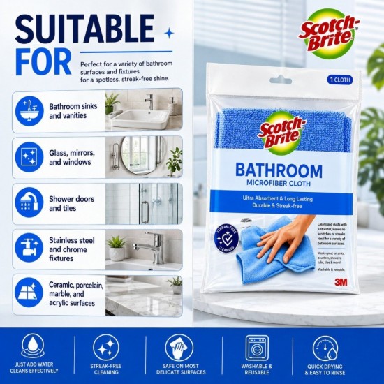 3M Scotch-Brite Bathroom Microfiber Cloth - (1 Pieces)