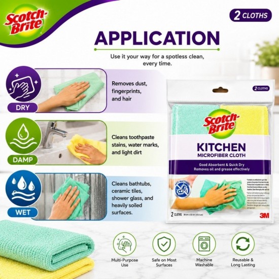 3M Scotch-Brite Kitchen Microfiber Cloth - (2 Pieces)