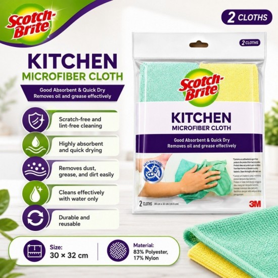 3M Scotch-Brite Kitchen Microfiber Cloth - (2 Pieces) 3M Scotch-Brite Kitchen Microfiber Cloth - (2 Pieces)