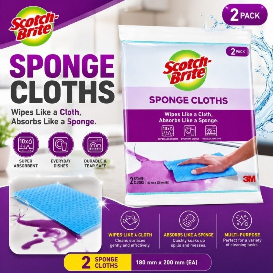 3M Scotch-Brite Sponge Cloth - (2 Pieces )
