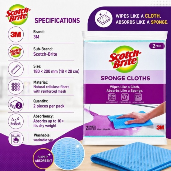 3M Scotch-Brite Sponge Cloth - (2 Pieces )