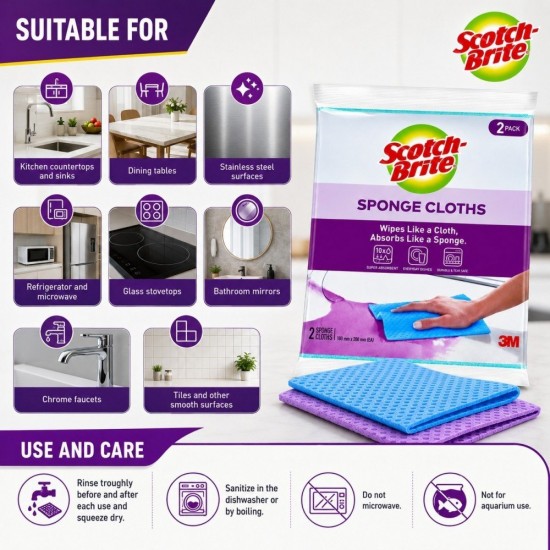 3M Scotch-Brite Sponge Cloth - (2 Pieces )