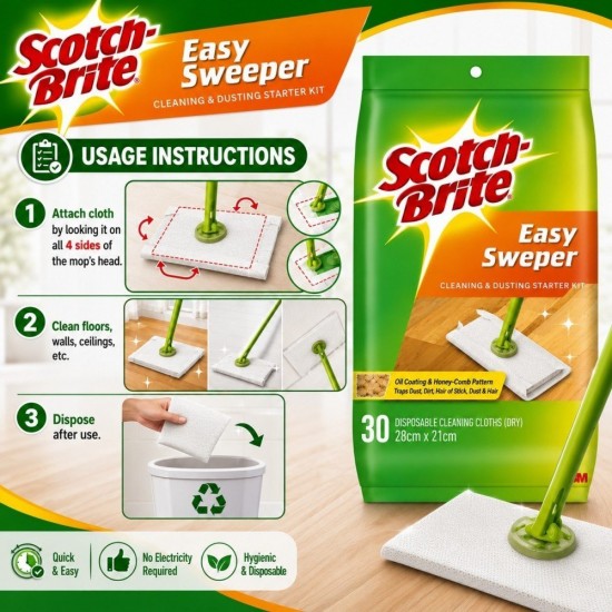 3M Scotch-Brite Easy Sweeper Dry Disposable Cleaning Cloth - (30 Sheets) 3M Scotch-Brite Easy Sweeper Dry Disposable Cleaning Cloth - (30 Sheets)
