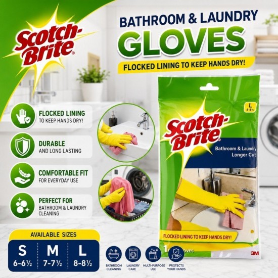 3M Scotch-Brite Bathroom and Laundry Gloves - (S, M, L)