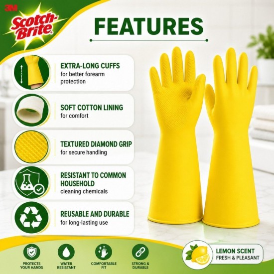 3M Scotch-Brite Bathroom and Laundry Gloves - (S, M, L)