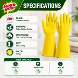 3M Scotch-Brite Bathroom and Laundry Gloves - (S, M, L)
