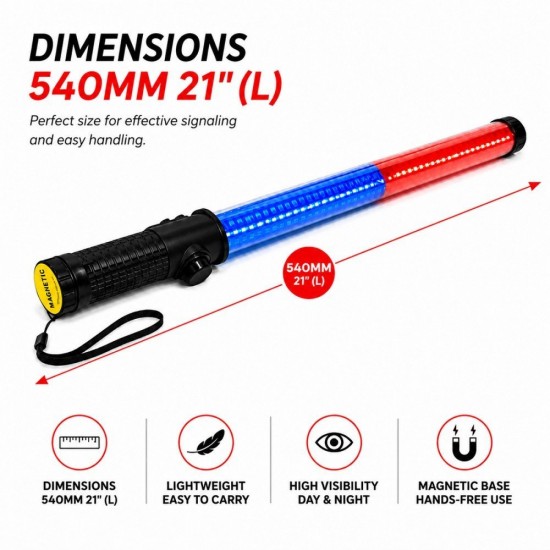 Colex 5400 LED Traffic Baton Red/Blue Light 38MM (D) x 540MM 21" (L) With Magnetic, Flashlight & Whistle Colex 5400 LED Traffic Baton Red/Blue Light 38MM (D) x 540MM 21" (L) With Magnetic, Flashlight & Whistle