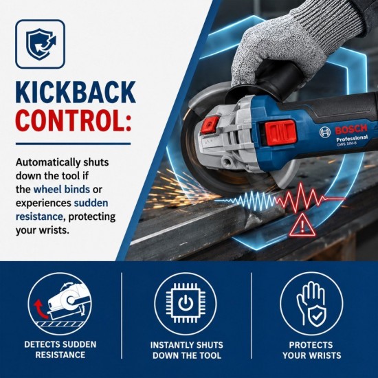 Bosch GWS 18V-8 Cordless Brushless Angle Grinder 4'' 100MM 18V 4.0Ah (06019N90L0) Bosch GWS 18V-8 Cordless Brushless Angle Grinder 4'' 100MM 18V 4.0Ah (06019N90L0)