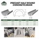 Home Store Precast Half Round Concrete Drain 6" (ID) x 30" (L) / 9" (ID) x 30" (L) / 12" (ID) x 24" (L) Home Store Precast Half Round Concrete Drain 6" (ID) x 30" (L) / 9" (ID) x 30" (L) / 12" (ID) x 24" (L)