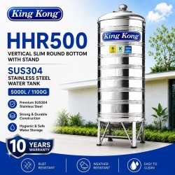 King Kong HHR500 Vertical Round Bottom With Stand Stainless Steel Water Tank 5000L/1100G