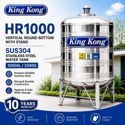 King Kong HR1000 Vertical Round Bottom With Stand Stainless Steel Water Tank 10000L/2200G