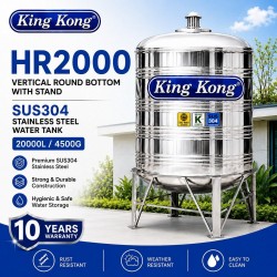 King Kong HR2000 Vertical Round Bottom With Stand Stainless Steel Water Tank 20000L/4500G