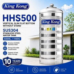 King Kong HHS500 Vertical Flat Bottom Without Stand Stainless Steel Water Tank 5000L/1100G