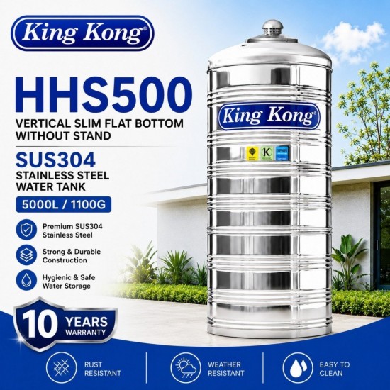 King Kong HHS500 Vertical Flat Bottom Without Stand Stainless Steel Water Tank 5000L/1100G King Kong HHS500 Vertical Flat Bottom Without Stand Stainless Steel Water Tank 5000L/1100G