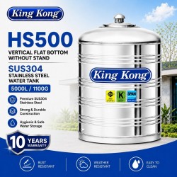 King Kong HS500 Vertical Flat Bottom Without Stand Stainless Steel Water Tank 5000L/1100G