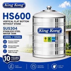 King Kong HS600 Vertical Flat Bottom Without Stand Stainless Steel Water Tank 6000L/1350G