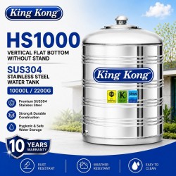 King Kong HS1000 Vertical Flat Bottom Without Stand Stainless Steel Water Tank 10000L/2200G