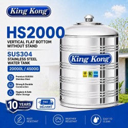 King Kong HS2000 Vertical Flat Bottom Without Stand Stainless Steel Water Tank 20000L/4500G