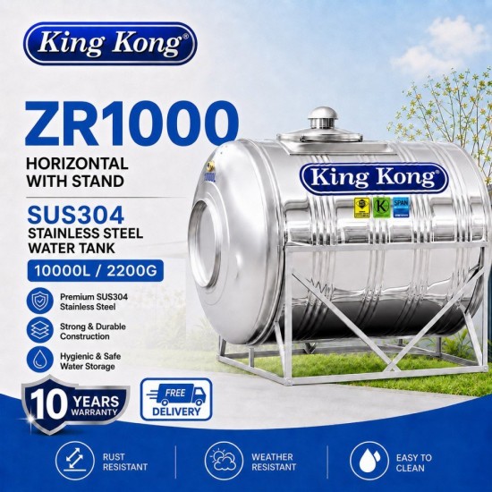 King Kong ZR1000 Horizontal With Stand Stainless Steel Water Tank 10000L/2200G King Kong ZR1000 Horizontal With Stand Stainless Steel Water Tank 10000L/2200G