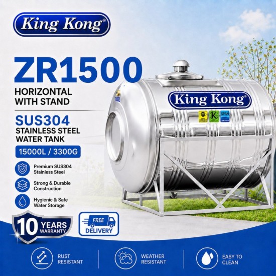 King Kong ZR1500 Horizontal With Stand Stainless Steel Water Tank 15000L/3300G King Kong ZR1500 Horizontal With Stand Stainless Steel Water Tank 15000L/3300G